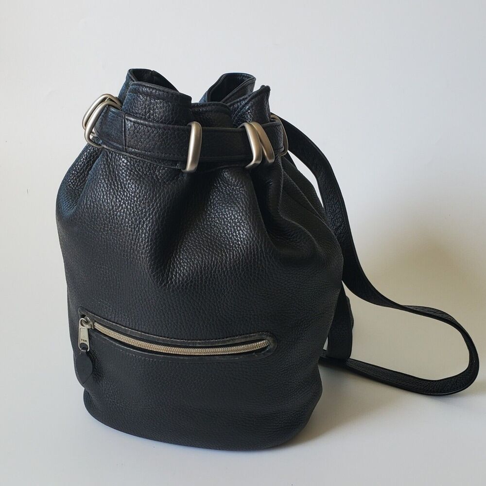 Backpack The Territory Ahead Black Pebbled Leather Bucket Shoulder Bag